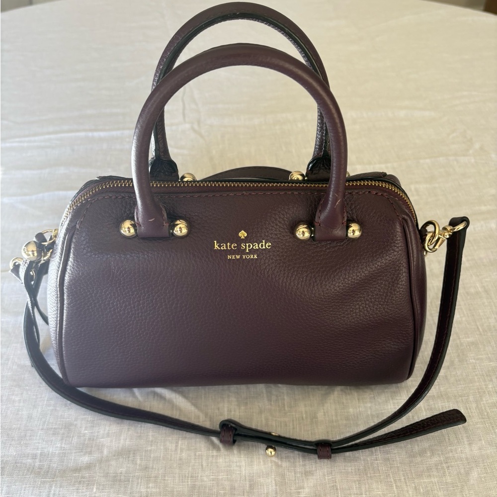 Kate Spade Small Burgundy Leather Crossbody Bag, Long Adj Strap $50, Preowned
